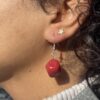 Red Stone Ball Earrings - Image 3