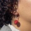 Red Stone Ball Earrings