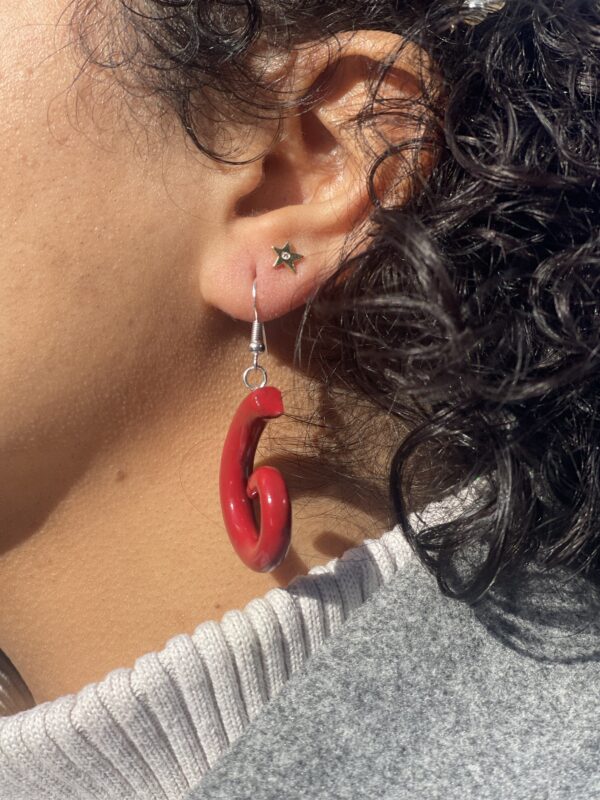 Red Swirl Earrings - Image 3