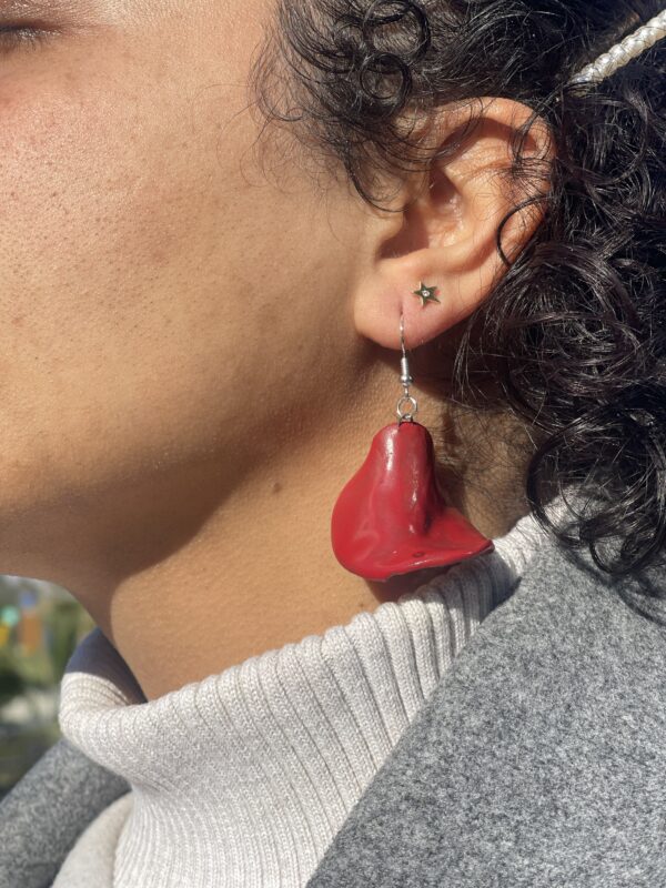 Red Wavy Small Earrings