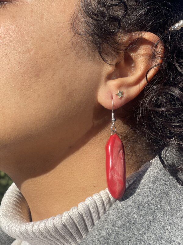 Red Long Stone Earrings - Image 2