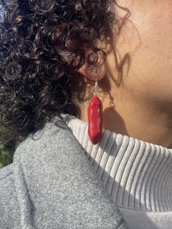 Red Long Stone Earrings