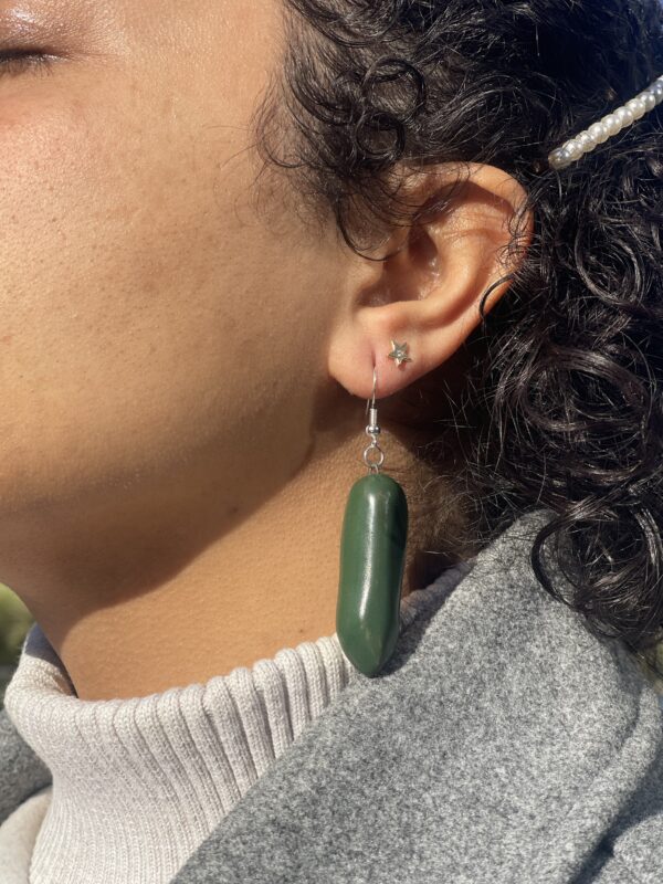 Green Long Stone Earrings - Image 2