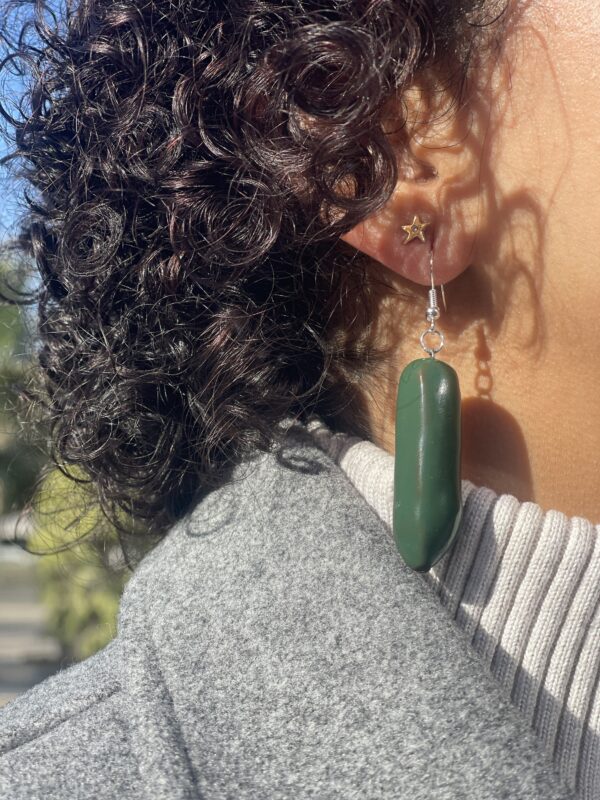 Green Long Stone Earrings