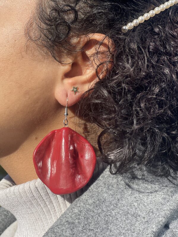 Red Wavy Earrings - Image 3