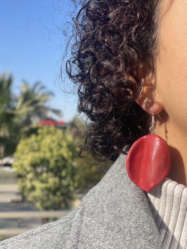 Red Wavy Earrings - Image 2