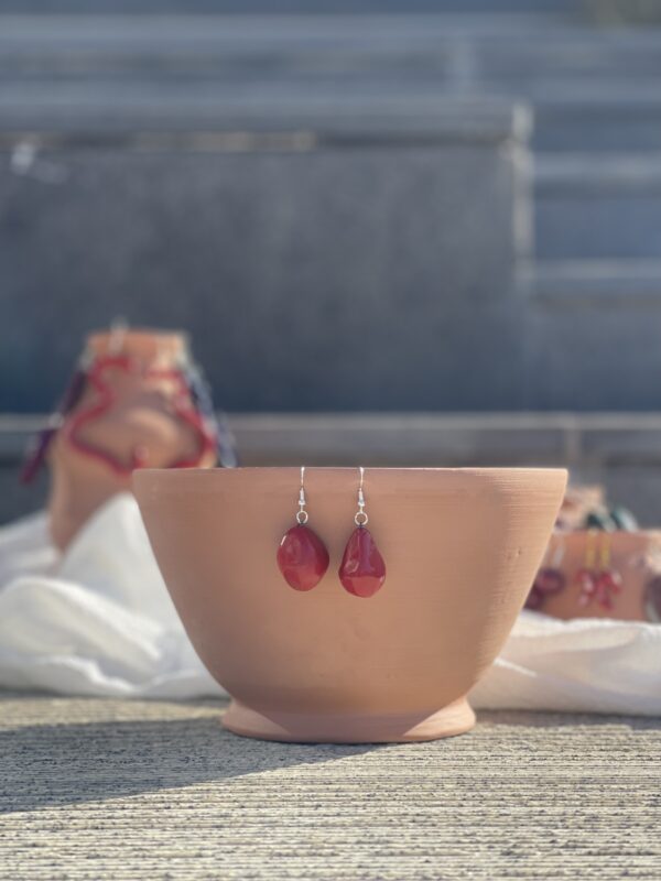 Red Stone Earrings - Image 3