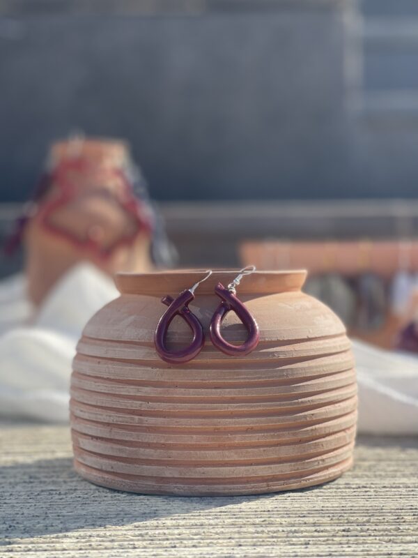 Burgundy Ribbon Earrings - Image 3