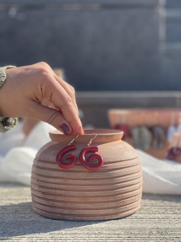 Red Swirl Earrings - Image 5