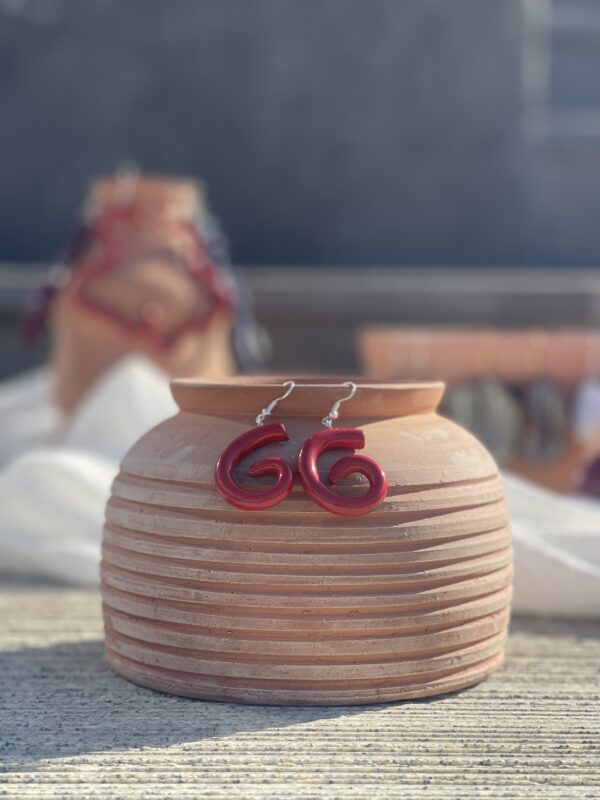 Red Swirl Earrings - Image 4