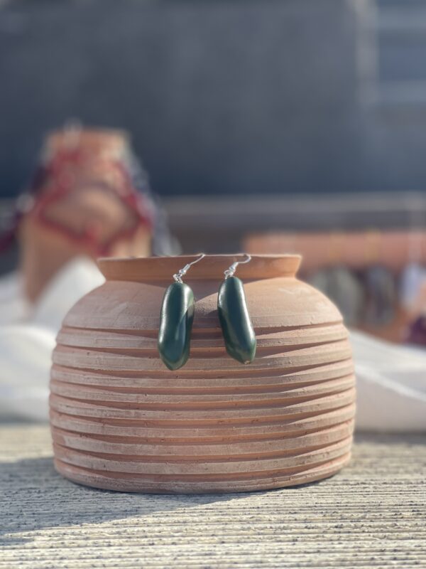 Green Long Stone Earrings - Image 3