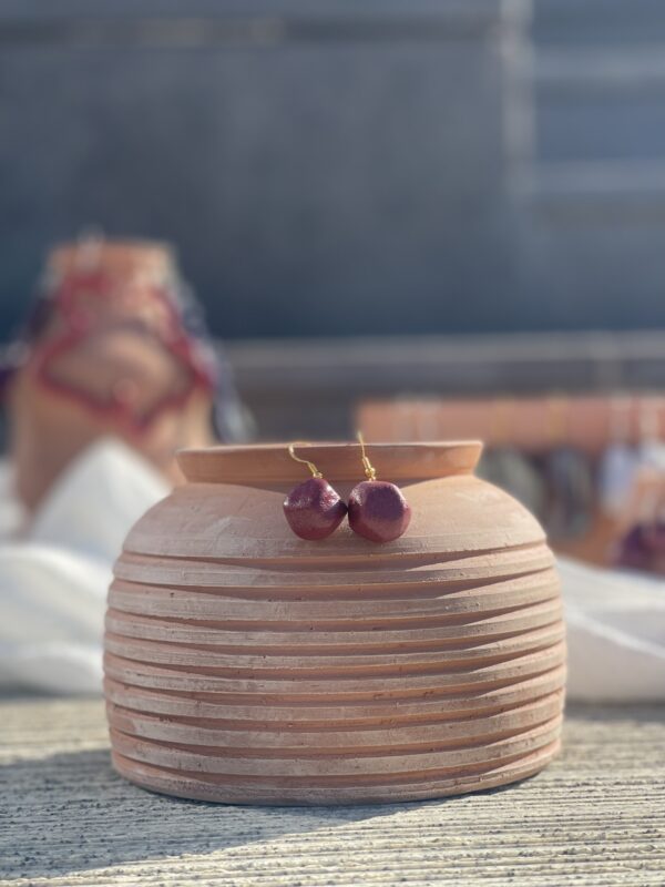 Burgundy Stone Earrings - Image 4