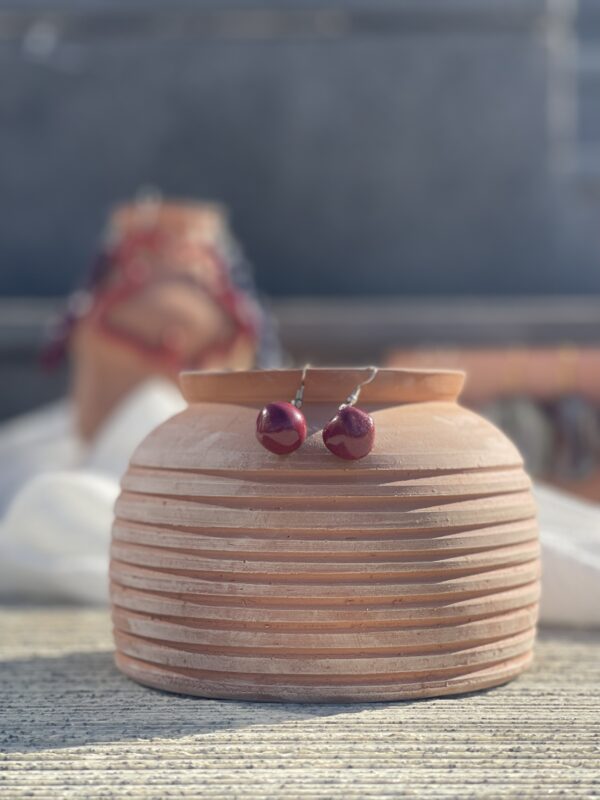 Smooth Burgundy Stone Earrings