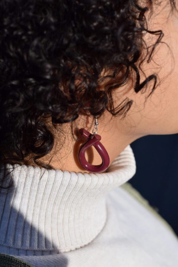 Burgundy Ribbon Earrings