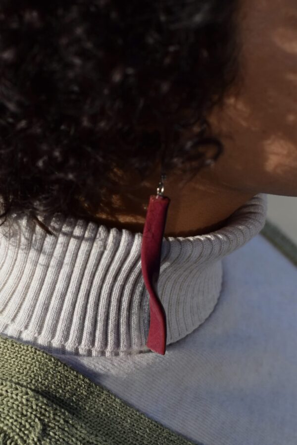 Twist Burgundy Earrings - Image 2